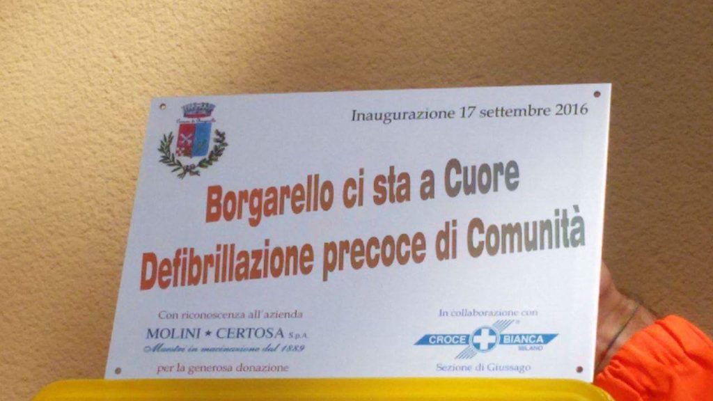 Inaugurazione defibrillatore DAE borgarello Croce Bianca Giussago