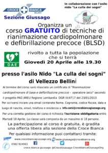 Corso gratuito PAd defibrillatore Vellezzo Bellini