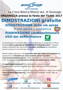 Croce Bianca Giussago - dimostrazione gratuita festa Ticino, disostruzione e rianimazione